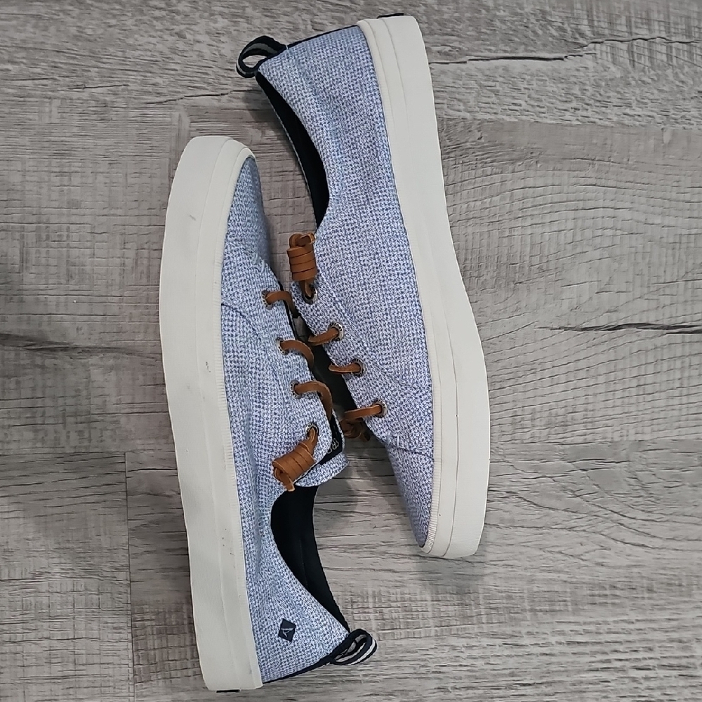 Sperry Light Blue Canvas Shoes with Brown Laces - Picture 2 of 5